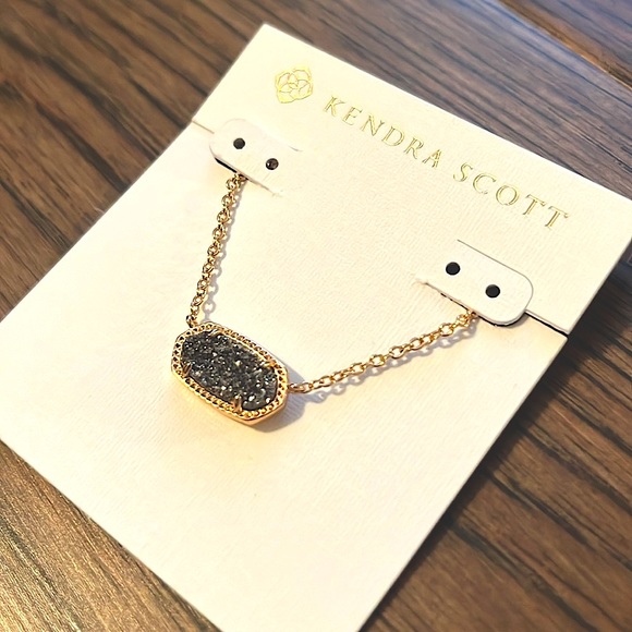 NEW Kendra Scott Elisa Gold Pendant Necklace in Platinum Drusy - Picture 2 of 10